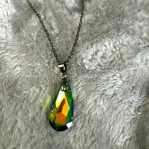 Gun metal chain with pretty pendent